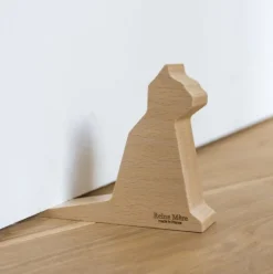 Cale-porte Chat en bois