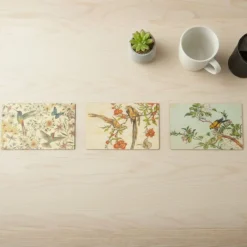 Lot de 3 cartes en bois oiseaux