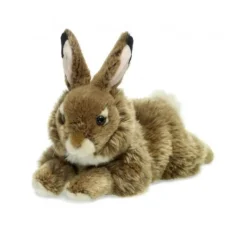 Peluche lièvre marron couché 30cm